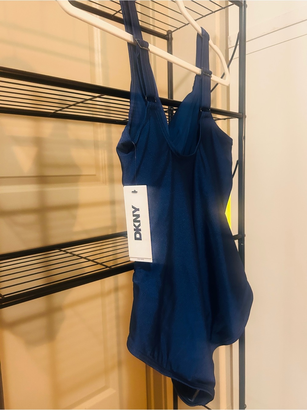 DKNY Navy Twist-Front One-Piece Swimsuit - Picture 4 of 5